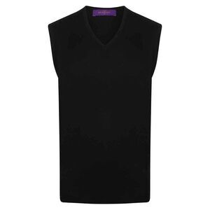 Henbury Mens Cotton Acrylic V Neck Sleeveless Sweatshirt / Navy